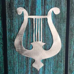 Lyre, Wall Hanging Or Yard Stake, Handcrafted, Metal, Indoor/Outdoor - thumbnail 2