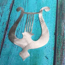 Lyre, Wall Hanging Or Yard Stake, Handcrafted, Metal, Indoor/Outdoor - thumbnail 4