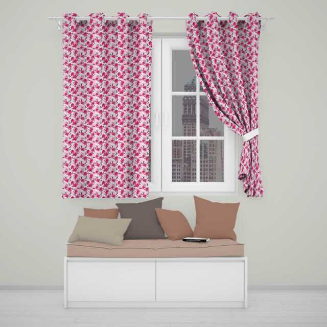 Pink Blossom Floral Seamless Pattern Soft Botanical Spring Flowers Readymade Eyelet Ring Top Thermal 100% Blackout Curtains - image 1