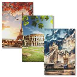3 Piece Canvas Set - Monuments Of Europe in The Warm Colors Landscape, Multicolored Wall Art Canvas, Travels Hanging - thumbnail 2