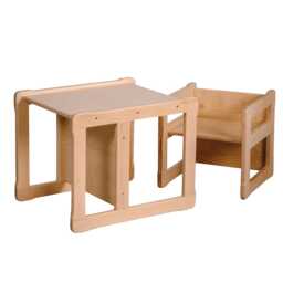 Montessori Kids Table & Chair Set Beech Wood Multifunctional Furniture