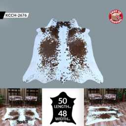Chic Medium Cowhide Rug - Dark Brown & White Hair-On Leather For Sophisticated Spaces - thumbnail 2