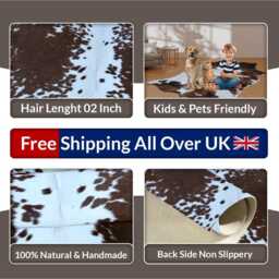 Chic Medium Cowhide Rug - Dark Brown & White Hair-On Leather For Sophisticated Spaces - thumbnail 4