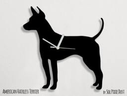 American Hairless Terrier Dog - Wall Clock Silhouette - thumbnail 1