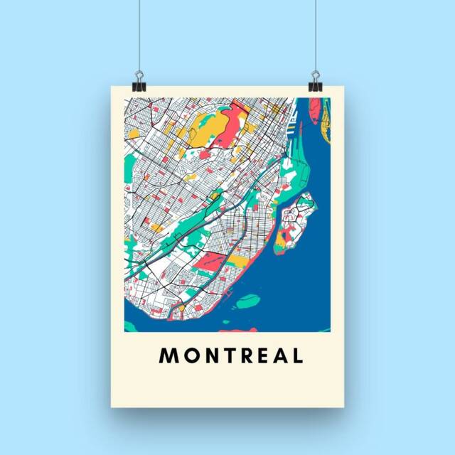 Montreal City Map Print - Multicolored Illustrated Poster A3 Size - image 1