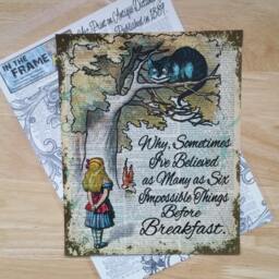 Dictionary Book Page Print Alice in Wonderland & Cheshire Cat. Art On Old Page, Wall Decor Six Impossible Things Quote - thumbnail 3