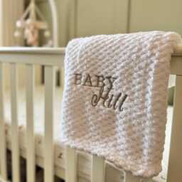 Personalized Embroidered White Waffle Baby Blanket - thumbnail 1