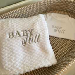 Personalized Embroidered White Waffle Baby Blanket - thumbnail 4