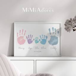 Custom Family Hand Print Keepsake in Stunning Watercolour - Created From Your Actual Handprints Personalised Mummy Daddy Gift - thumbnail 2