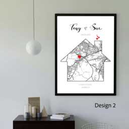Personalised Home Map Art, New Gift, First Decor, Housewarming Wall Custom Address Poster, Canvas & Print Options - thumbnail 3