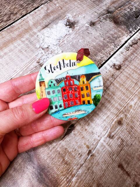 stockholm Sweden Landmarks Cute Ceramic Hanging Decoration Christmas - image 1