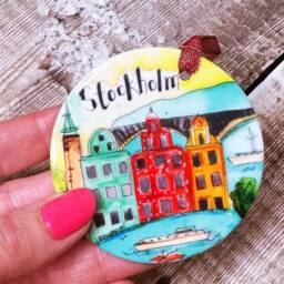 stockholm Sweden Landmarks Cute Ceramic Hanging Decoration Christmas - thumbnail 2