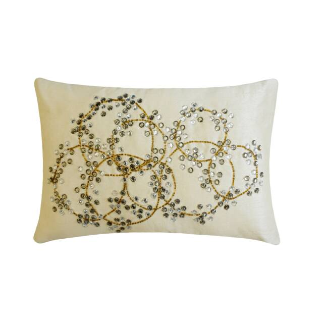Decorative Oblong/Lumbar Rectangle Throw Pillow Cover Accent Couch Bed Sofa Toss 12x16 Ivory White Silk Case - Crystal Clear - image 1