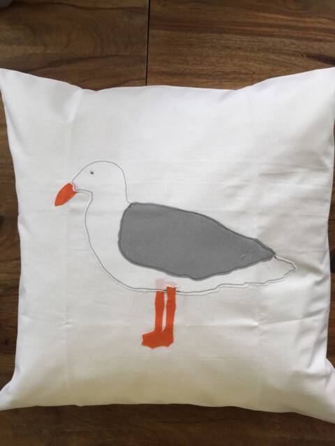 Maritime Cushion Cover Pillow Country Style Seagull White/Gray 40x40cm - image 1
