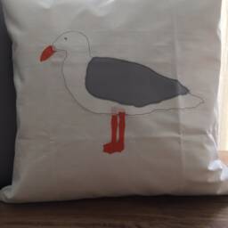 Maritime Cushion Cover Pillow Country Style Seagull White/Gray 40x40cm - thumbnail 2