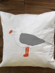Maritime Cushion Cover Pillow Country Style Seagull White/Gray 40x40cm - thumbnail 1