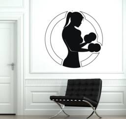 Fitness Girl Vinyl Wall Decal Sport Woman Silhouette Home Gym Bodybuilding Mural Decor Stickers - #1919Di - thumbnail 1