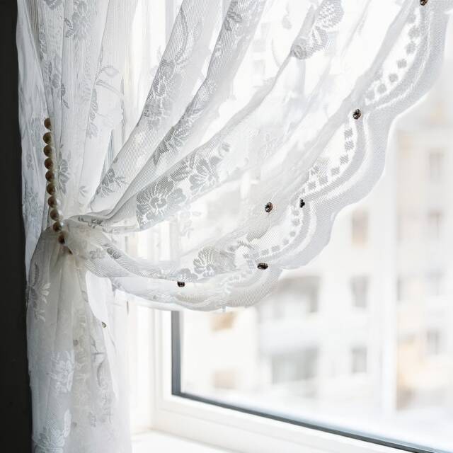 Floral Embroidery Lace Sheer Curtain Light Filtering Drapery - image 1