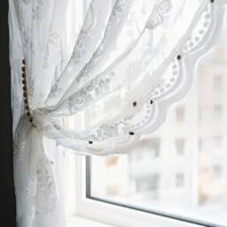Floral Embroidery Lace Sheer Curtain Light Filtering Drapery - thumbnail 1