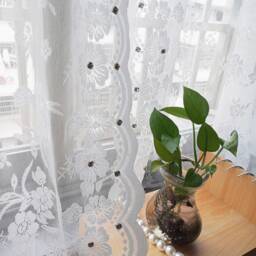 Floral Embroidery Lace Sheer Curtain Light Filtering Drapery - thumbnail 2