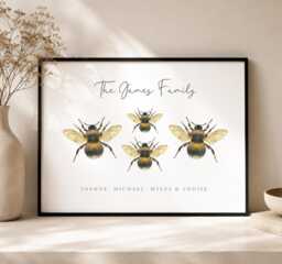 Personalised Bumble Bee Family Print - Custom Name Wall Art New Family Art Home - thumbnail 1