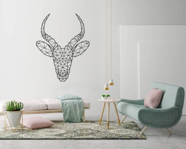 Geometric Impala Head Wall Decal Minimalist Scandinavian Art - image 1