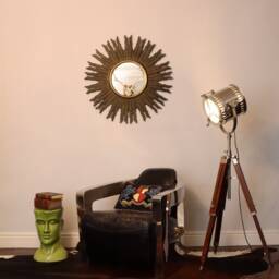 Amara - Antique Brass Effect Large Round Mirror - thumbnail 2