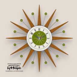 Teak Starburst Clock Mid Century Modern Wall Decor, 19 - thumbnail 4