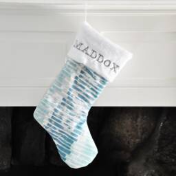 Personalized Teal Beach Christmas Stocking With Sand Dollar - Coastal Holiday Nautical Decor - thumbnail 2