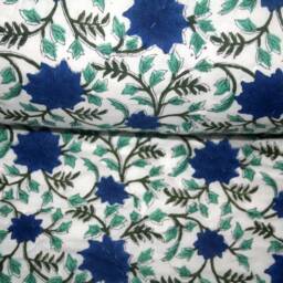 Reversible Floral Print Kantha Quilt Indian Handmade Cotton Blanket Throw - thumbnail 2