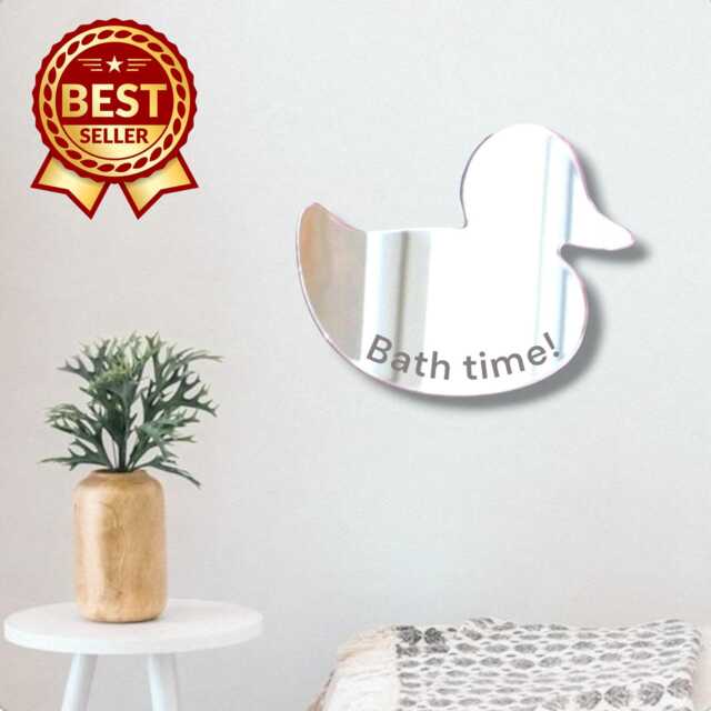 Rubber Duck Acrylic Mirror Wall Art Engraved Nursery Decor - image 1