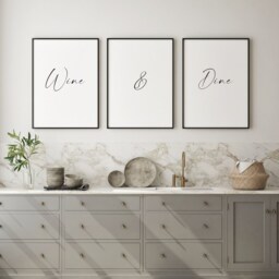 Wine & Dine - Set Of 3 Prints Dining Room Wall Art Kitchen Posters Home Decor Housewarming Gift Typography Quote Unframed - thumbnail 3