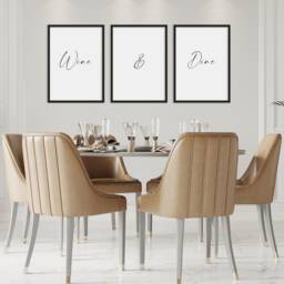 Wine & Dine - Set Of 3 Prints Dining Room Wall Art Kitchen Posters Home Decor Housewarming Gift Typography Quote Unframed - thumbnail 4