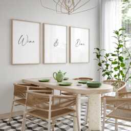 Wine & Dine - Set Of 3 Prints Dining Room Wall Art Kitchen Posters Home Decor Housewarming Gift Typography Quote Unframed - thumbnail 2