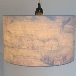stunning Countryside With Grey Lampshade, Handmade Table Ceiling Pendant, Country Lamp Shade - thumbnail 2