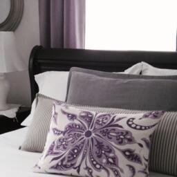 Floral Purple Throw Pillow Cover - Designer Duralee Fabric - thumbnail 2