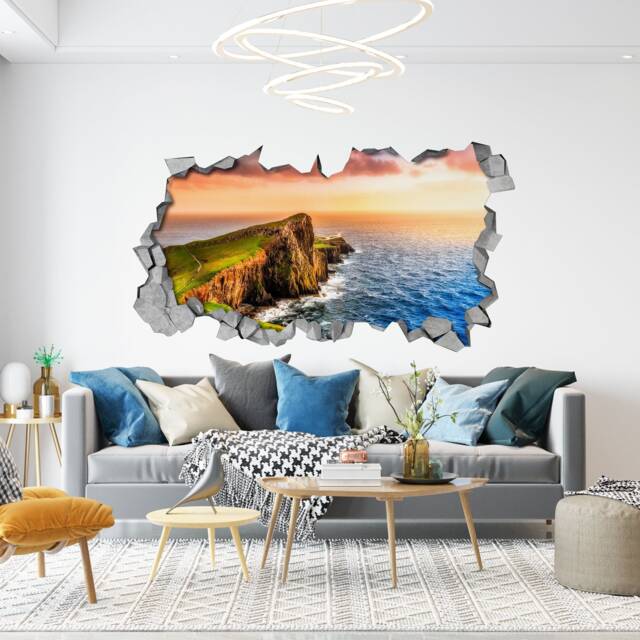 Sunset Cliff - 3D Wall Art Broken Stickers Sticker Decal Wallpaper Wall Decals Sku Sere3Dw - image 1