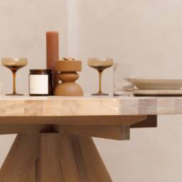 Modern Round Oak Dining Table - Grind - Handcrafted, Sustainable, Rustic Contemporary Design, Solid Wood, Extendable Option - thumbnail 3