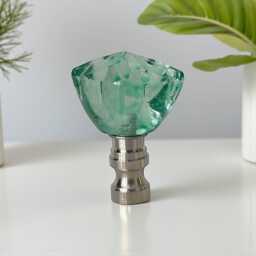 Green Glass Lamp Shade Finials, Harp Toppers, Set Of 2 - thumbnail 3