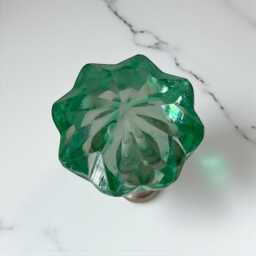Green Glass Lamp Shade Finials, Harp Toppers, Set Of 2 - thumbnail 2