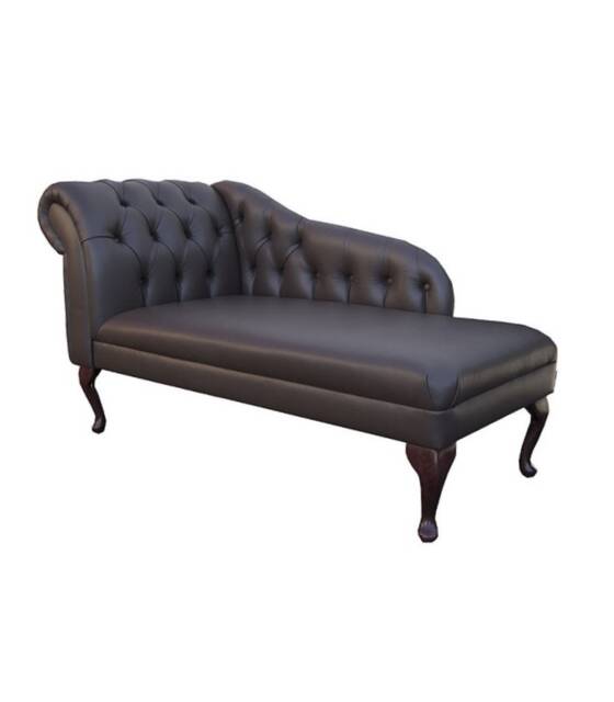 Handmade Chocolate Genuine Leather Chesterfield Chaise Longue Real Brown Leather, British Made - image 1