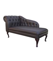 Handmade Chocolate Genuine Leather Chesterfield Chaise Longue Real Brown Leather, British Made