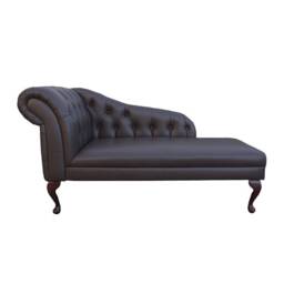 Handmade Chocolate Genuine Leather Chesterfield Chaise Longue Real Brown Leather, British Made - thumbnail 2