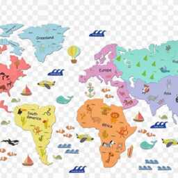 Pastel Acrylic World Map For Kids Educational Animal Wall Art - 1.4M Wide - thumbnail 3