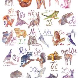 Animal Alphabet Print, A-Z Of Animals Poster, Nursery Art, Kids Posters, Baby Wall Art, Baby Shower Gift, Animals Poster - thumbnail 3