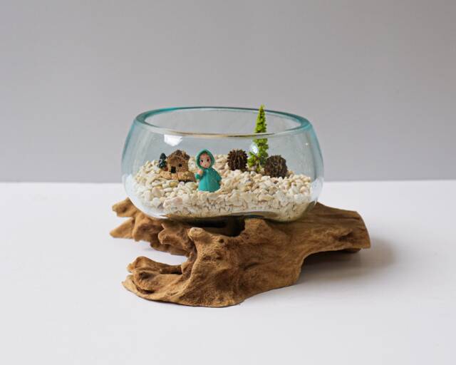 Blown Glass Medium, Melted Glass, Molten Terrarium, Vase, Hand Recycled Succulent Planter, Apartment Decor, Gift For Her - image 1