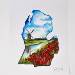 Holland Michigan Art Print -11x14, Home Decor, Wall Art, Simple, Windmill Artwork - thumbnail 3