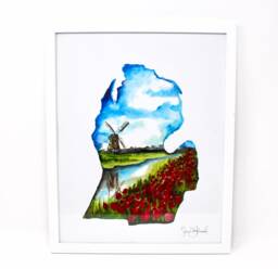 Holland Michigan Art Print -11x14, Home Decor, Wall Art, Simple, Windmill Artwork - thumbnail 1