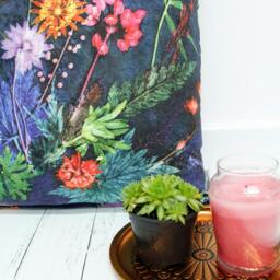 Handmade Floral Botanical Cushion - Blue Interior Sofa Compliments Home Interiors Perfect Decor Indigo Tropical Design - thumbnail 3