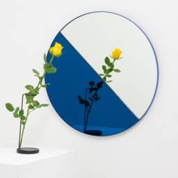 Orbis Dualis??? Blue Tinted Contemporary Round Mirror With Frame - Large, Xl - thumbnail 2